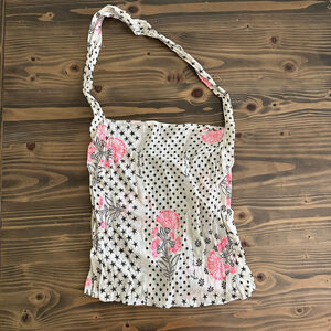 Women’s Free People White Black Pink Floral Polka Dot Shoulder Bag One Size